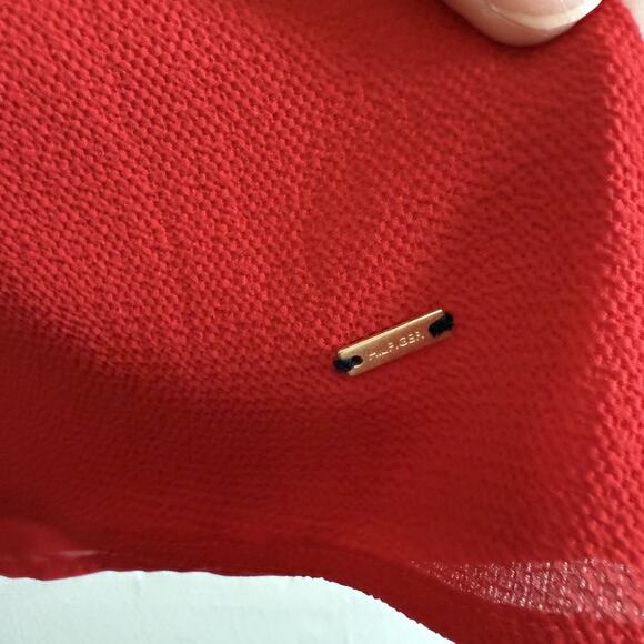 NWT New Tommy Hilfiger Size Large Blouse - Red Short Sleeve Bow - Picture 4 of 9